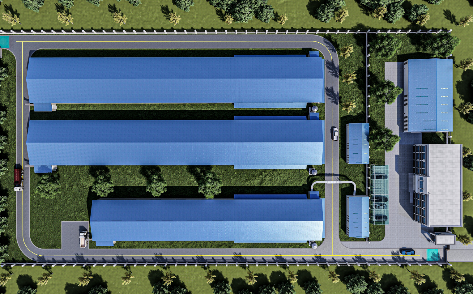 3D CHICEKN FARM LAYOUT DRAWING